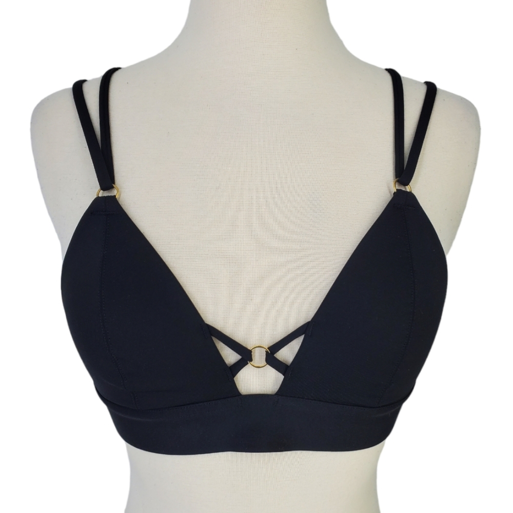 PINK Victoria's Secret Strappy Triangle Bonded Bralette Black Sz S - Picture 3 of 14